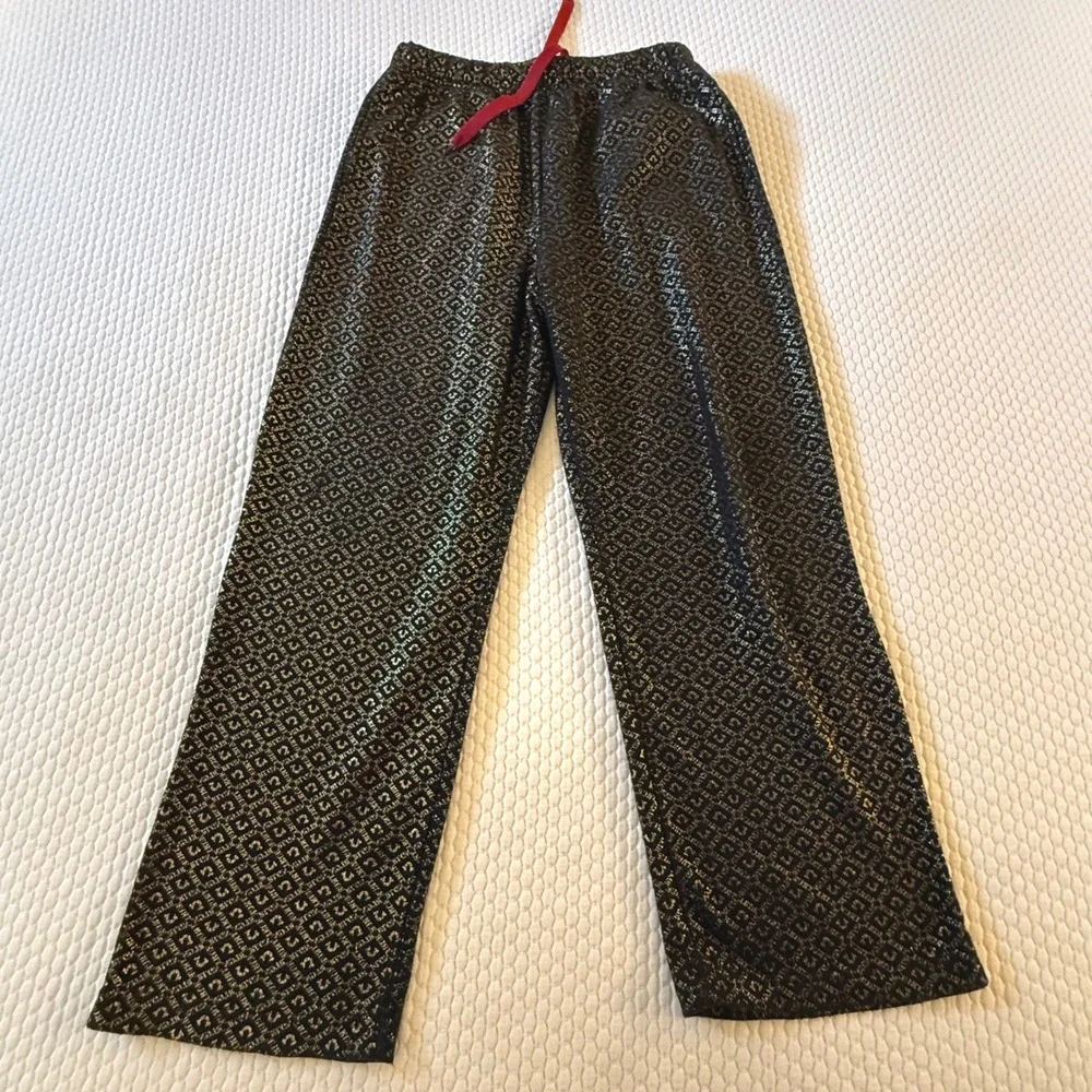 True Religion Mens Loungewear Pants Black Gold Metallic Logo Pajamas Large L